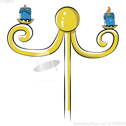 Image of A two arms candle holder with glowing candles vector color drawi