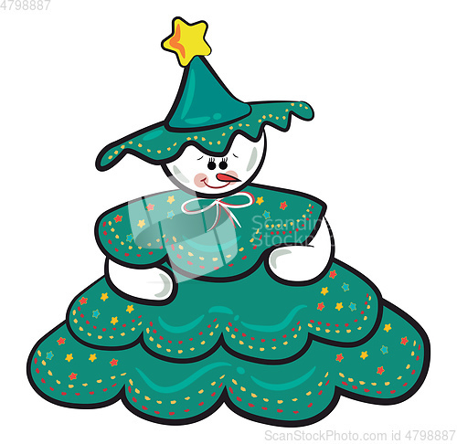 Image of Doll dressed as tree vector or color illustration