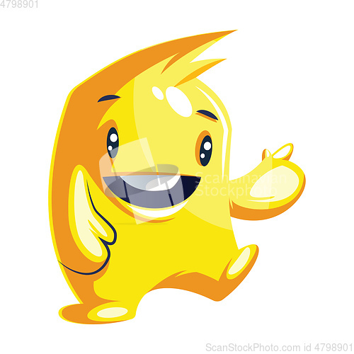 Image of Positive cute yellow monster character white background vector i