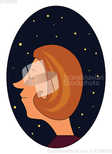 Image of Profile of a girl at night vector illustration on white backgrou