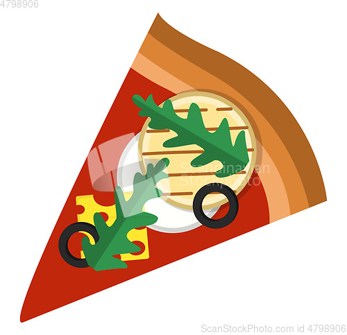 Image of Pizza slice with arugulacheese and veggiesPrint
