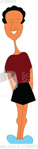 Image of A man wearing black shorts looks handsome vector or color illust