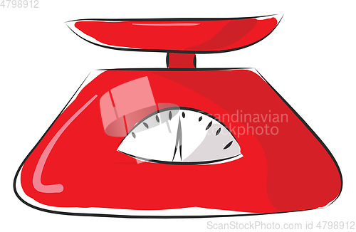 Image of Red kitchen scale  vector illustration on white background 