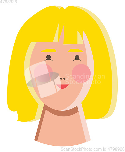Image of Oriental girl with yellow hair vector or color illustration