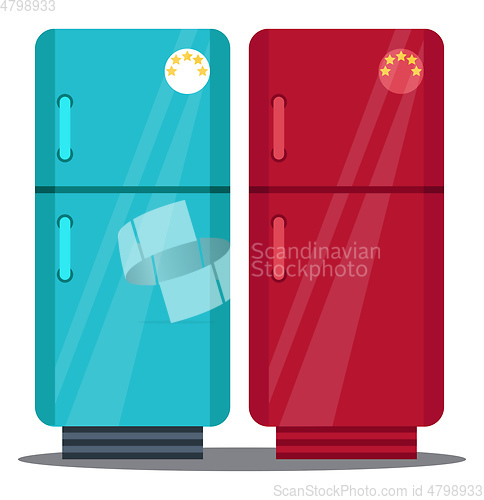 Image of Refrigerators vector color illustration.