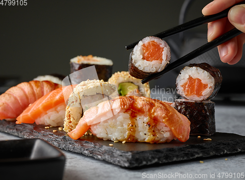 Image of plate of various sushi