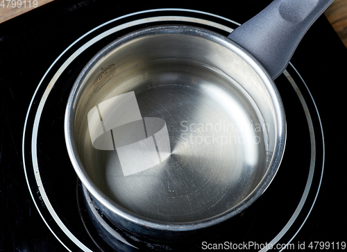 Image of kettle of water on electric induction hob