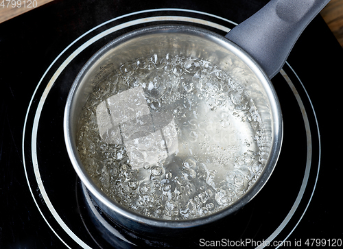 Image of kettle of boiling water on electric induction hob