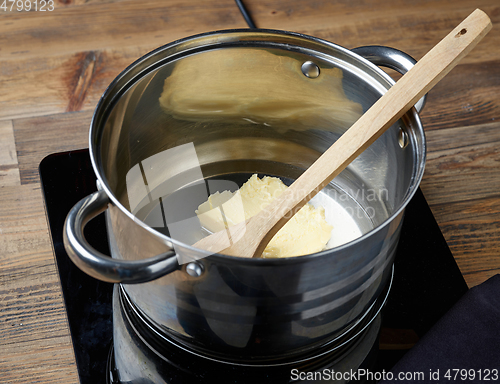 Image of water and butter in a pot