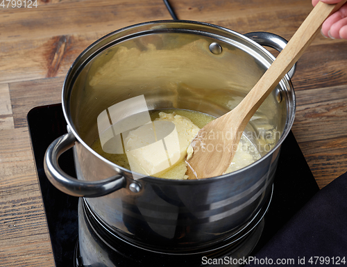 Image of water and butter in a pot