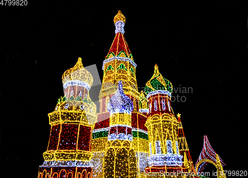 Image of Bright lights decoration in form of Saint Basil's Cathedral (Sob
