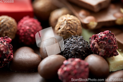 Image of close up of different chocolate candies