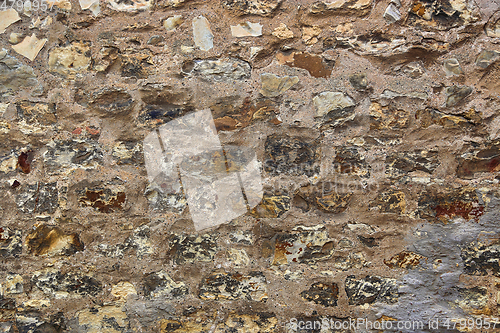 Image of Close-up of ancient stone wall background