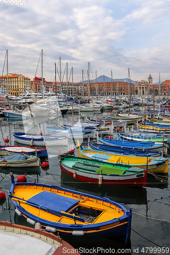Image of Colorful boats in the port of Nice, Cote d'Azur, French Riviera