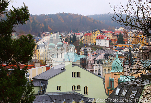 Image of Cityscape of Karlovy Vary with Saint Mary Magdalene church
