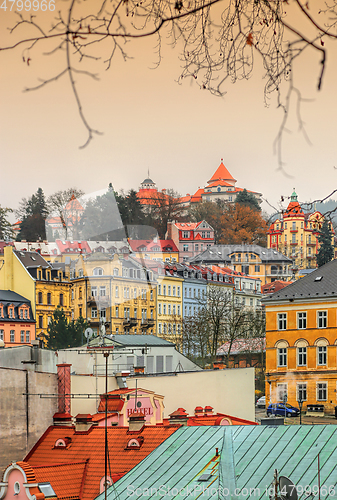 Image of Cityscape of Karlovy Vary in the late autumn time, Czech Republi