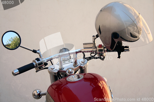 Image of helmet on a motorbike