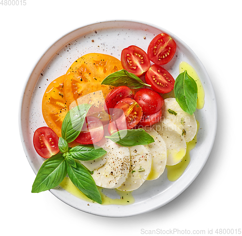Image of plate of tomato and mozzarella salad