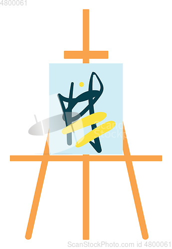 Image of Painting stand easel with abstract painting color vector on whit