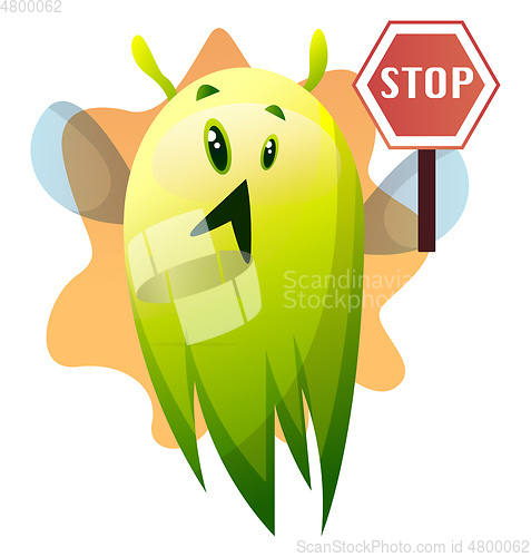 Image of Worried cartoon green monster vector illustartion on white backg