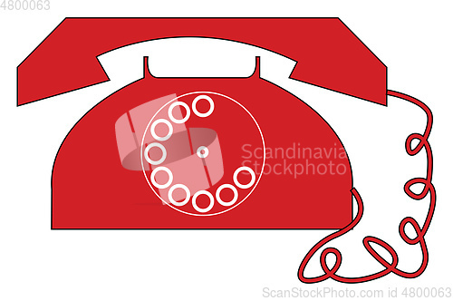 Image of Vintage red telephone vector illustration on white background 