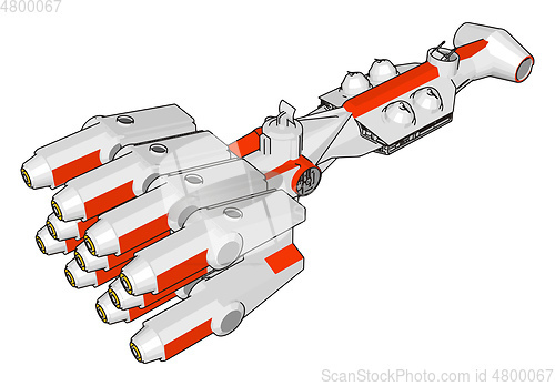 Image of White and red fantasy spaceship vector illustration on white bac