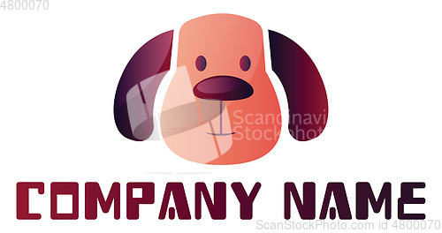 Image of Cute dog head above blank text space logo vector illustration on