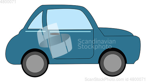 Image of Painting of a blue car set on isolated white background viewed f