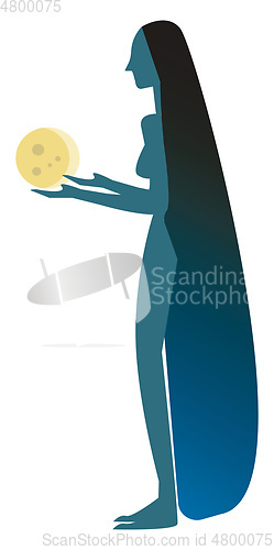 Image of Woman with a orb in hand vector or color illustration