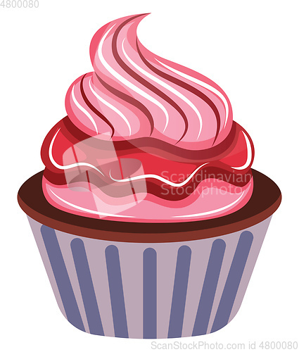 Image of Chocolate cupcake with raspberry icing illustration vector on wh