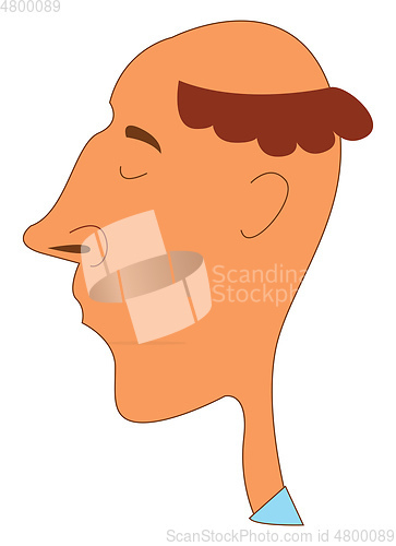 Image of Portrait of a funny-looking man viewed from the side and set on 