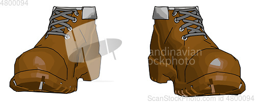 Image of Brown military boots vector illustration on white background