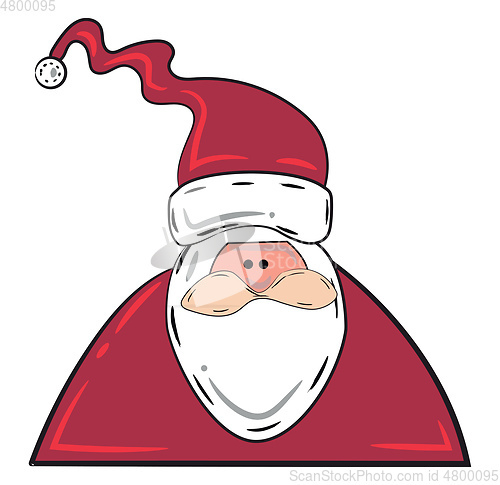 Image of Santa Claus with long cap vector or color illustration
