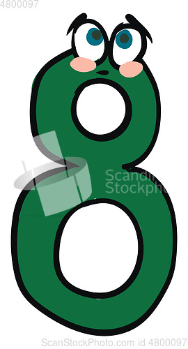 Image of Emoji of the sad green number eight or 8 vector or color illustr