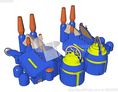 Image of Simlpe vector illustratior of a blue factory building white back