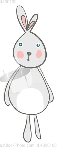 Image of A cute cartoon hare with its long bunny ears is standing and giv