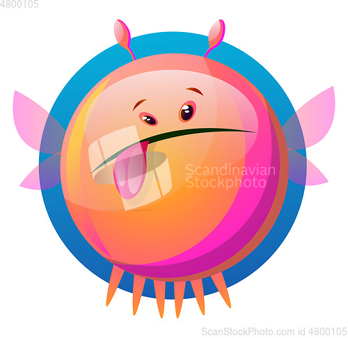 Image of Cartoon pink monster stick out the tongue vector illustartion on