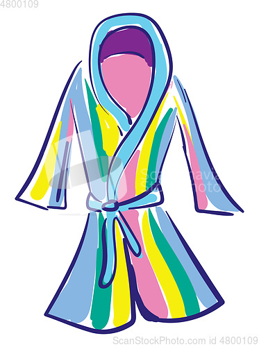 Image of Clipart of a showcase multi-colored bathrobe over white backgrou