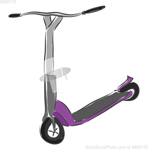 Image of Grey and purple scooter vector illustration on white background