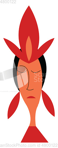 Image of Girl wearing red petal earrings vector or color illustration