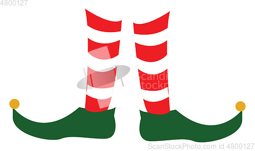 Image of Person wearing Red and white checked socks vector or color illus