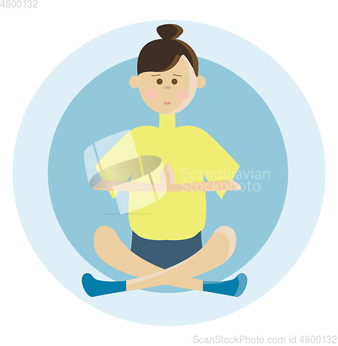 Image of An woman is practicing pranayama vector or color illustration