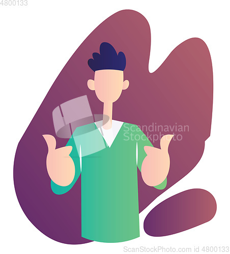 Image of Ward boy showing thumbs up vector illustration on a white backgr