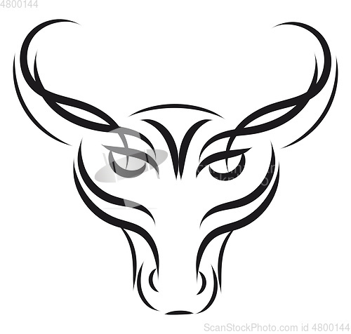 Image of Simple black and white sketch of taurus horoscope sign vector il