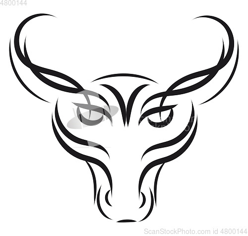 Image of Simple black and white sketch of taurus horoscope sign vector il