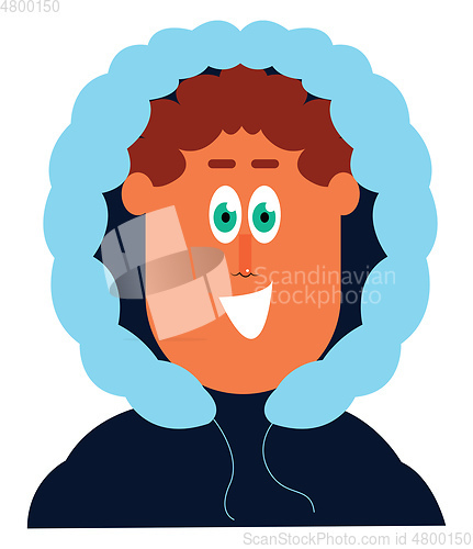 Image of Clipart of a man in his winter blue jacket vector or color illus