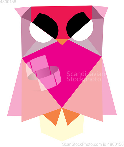 Image of Angry owl of geometrical shapes vector or color illustration