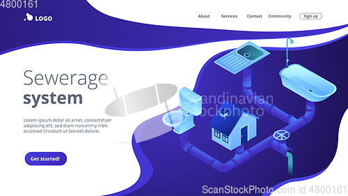 Image of Sewerage system concept isometric 3D landing page.