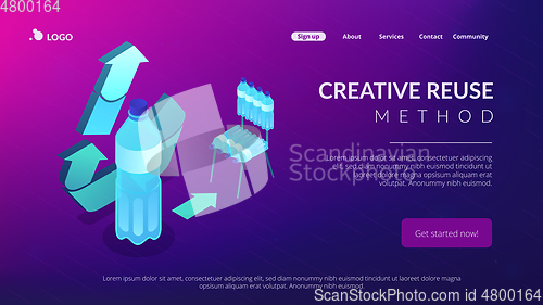 Image of Upcycling process isometric 3D landing page.