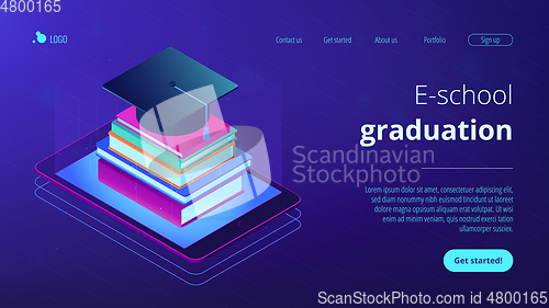 Image of Digital education isometric 3D landing page.